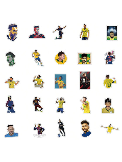 50PCS Soccer Star Athlete Graffiti Stickers Personalized Fashion Creative Trend DIY Exquisite Decorative Decals for Cups Helmets Skateboards Popular Stickers Toys