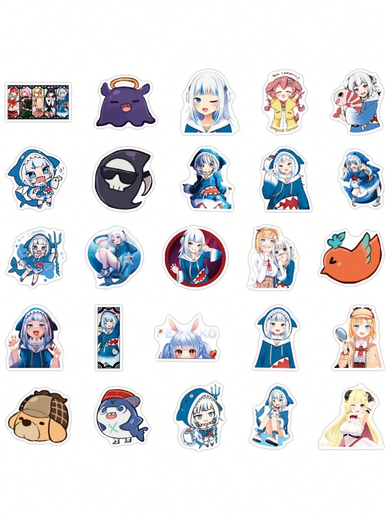50PCS Art Illustration Popular Creative Fashion Cartoon Cute Shark Head Cover Girl Decorative Style Graffiti Stickers Personality Fashion Creative Trend DIY Exquisite Decorative Decals for Cups, Helmets, Skateboards Popular Stickers Toys