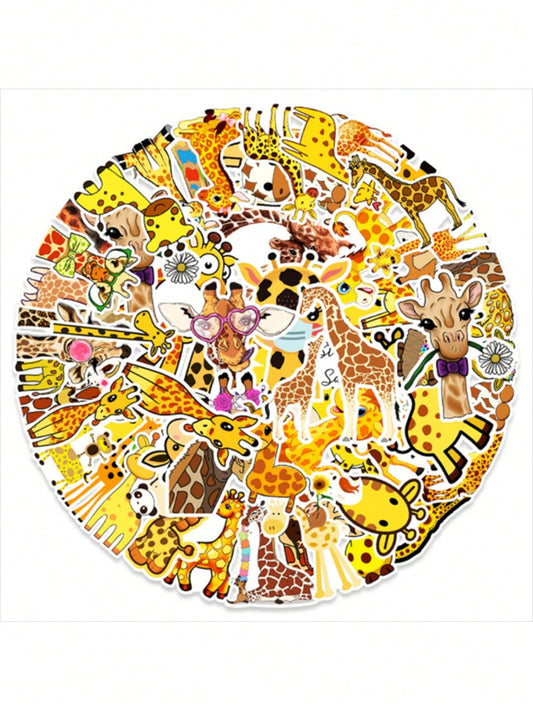 50PCS Art Illustration Popular Creative Fashion Cartoon Forest Animals Giraffe Decorative Style Graffiti Stickers Personality Fashion Creative Trend DIY Exquisite Decorative Decals for Cups, Helmets, Skateboards Popular Stickers Toys