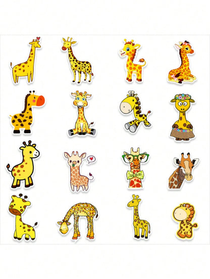 50PCS Art Illustration Popular Creative Fashion Cartoon Forest Animals Giraffe Decorative Style Graffiti Stickers Personality Fashion Creative Trend DIY Exquisite Decorative Decals for Cups, Helmets, Skateboards Popular Stickers Toys