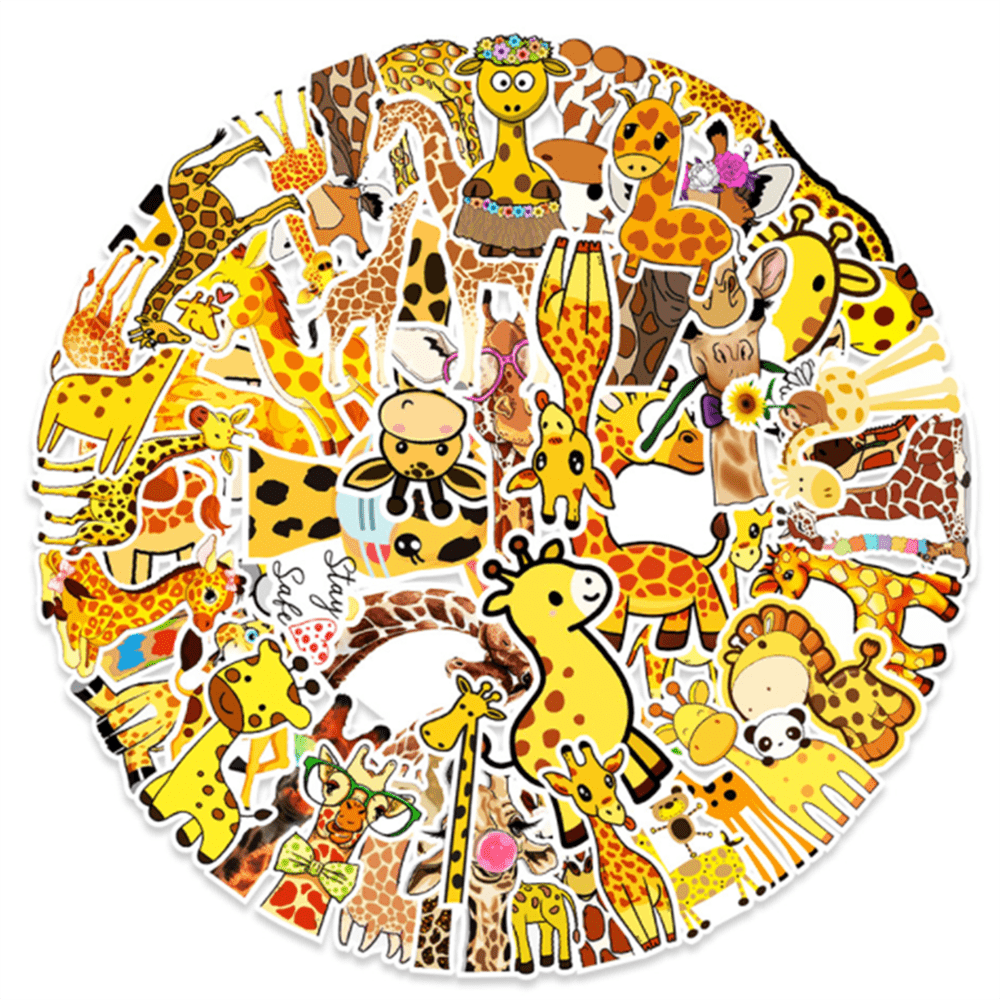 50PCS Art Illustration Popular Creative Fashion Cartoon Forest Animals Giraffe Decorative Style Graffiti Stickers Personality Fashion Creative Trend DIY Exquisite Decorative Decals for Cups, Helmets, Skateboards Popular Stickers Toys