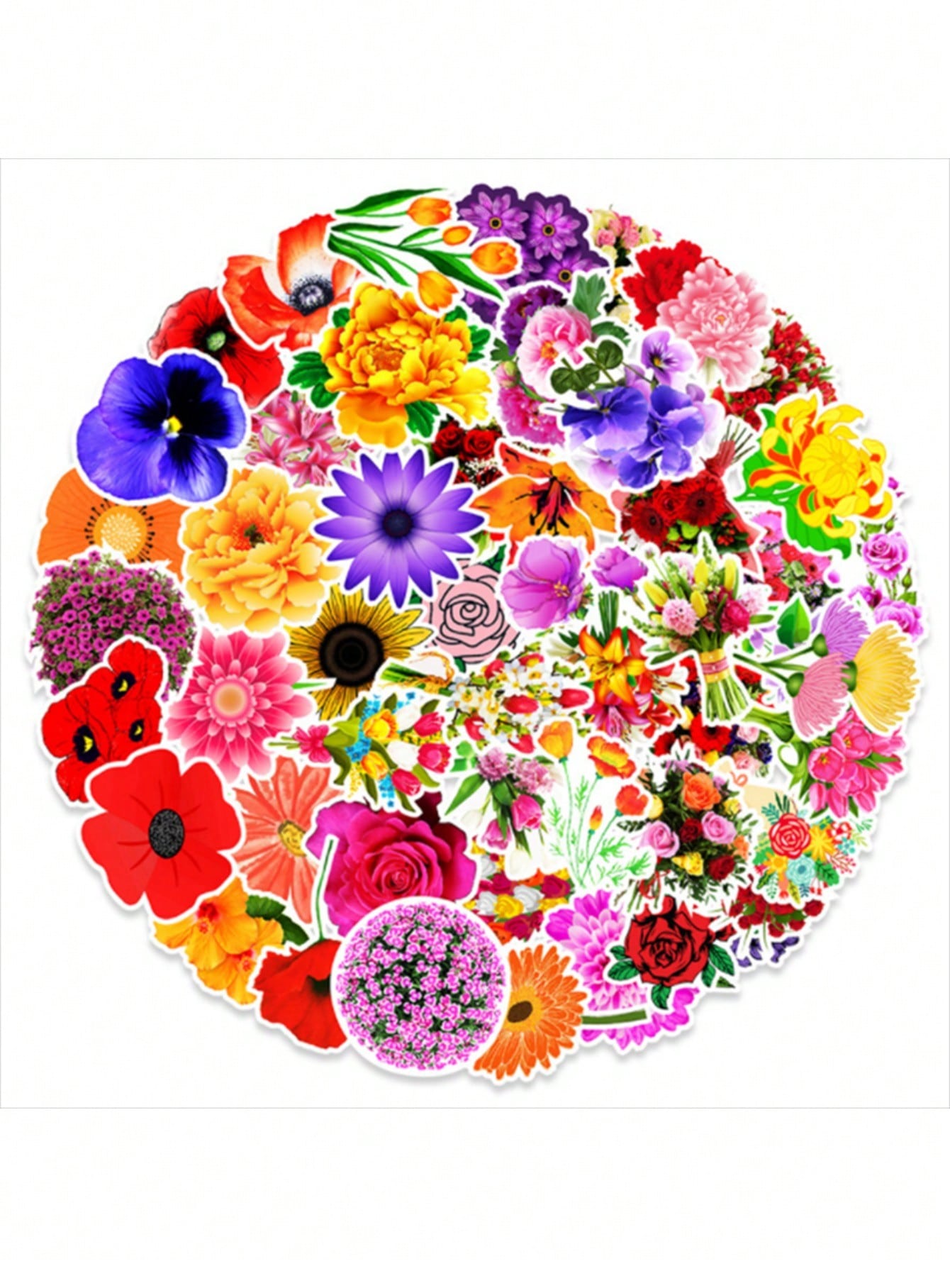 50PCS Art Illustration Popular Creative Fashion Cartoon Plants Flowers Decorative Style Graffiti Stickers Personality Fashion Creative DIY Exquisite Decorative Decals For Cups, Helmets, Skateboards Popular Stickers Toys