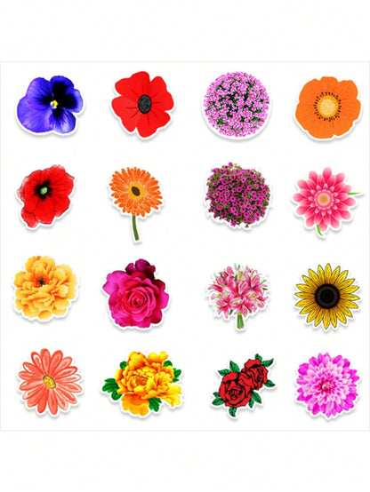 50PCS Art Illustration Popular Creative Fashion Cartoon Plants Flowers Decorative Style Graffiti Stickers Personality Fashion Creative DIY Exquisite Decorative Decals For Cups, Helmets, Skateboards Popular Stickers Toys