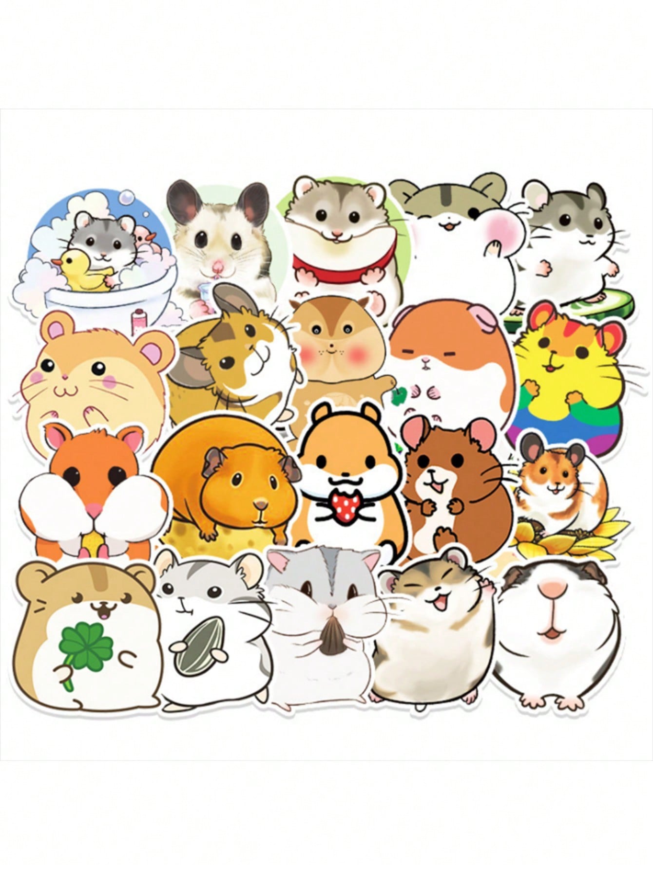 50PCS Art Illustration Popular Creative Fashion Cartoon Animal Hamster Decorative Style Graffiti Stickers Personality Fashion Creative Trend DIY Exquisite Decorative Decals for Cups, Helmets, Skateboards Popular Stickers Toys