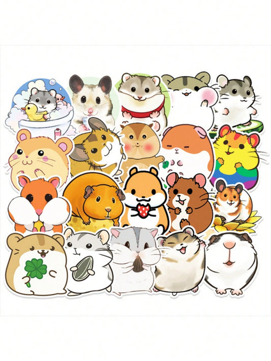 50PCS Art Illustration Popular Creative Fashion Cartoon Animal Hamster Decorative Style Graffiti Stickers Personality Fashion Creative Trend DIY Exquisite Decorative Decals for Cups, Helmets, Skateboards Popular Stickers Toys