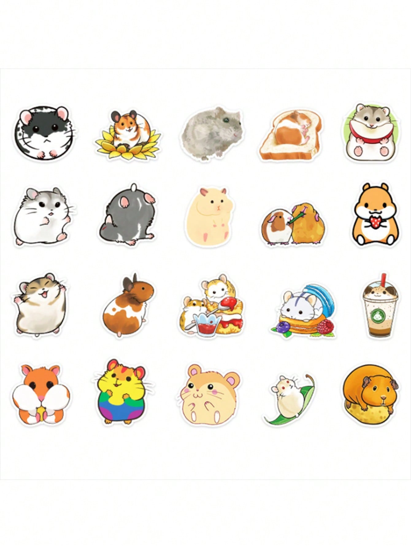 50PCS Art Illustration Popular Creative Fashion Cartoon Animal Hamster Decorative Style Graffiti Stickers Personality Fashion Creative Trend DIY Exquisite Decorative Decals for Cups, Helmets, Skateboards Popular Stickers Toys