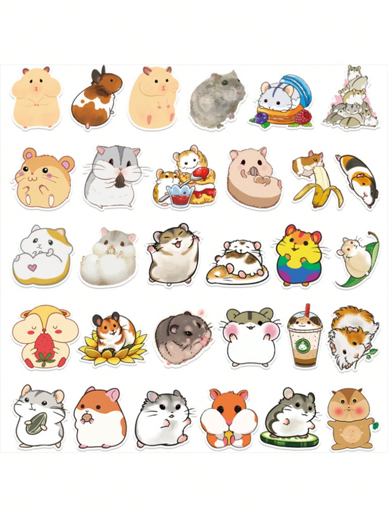 50PCS Art Illustration Popular Creative Fashion Cartoon Animal Hamster Decorative Style Graffiti Stickers Personality Fashion Creative Trend DIY Exquisite Decorative Decals for Cups, Helmets, Skateboards Popular Stickers Toys