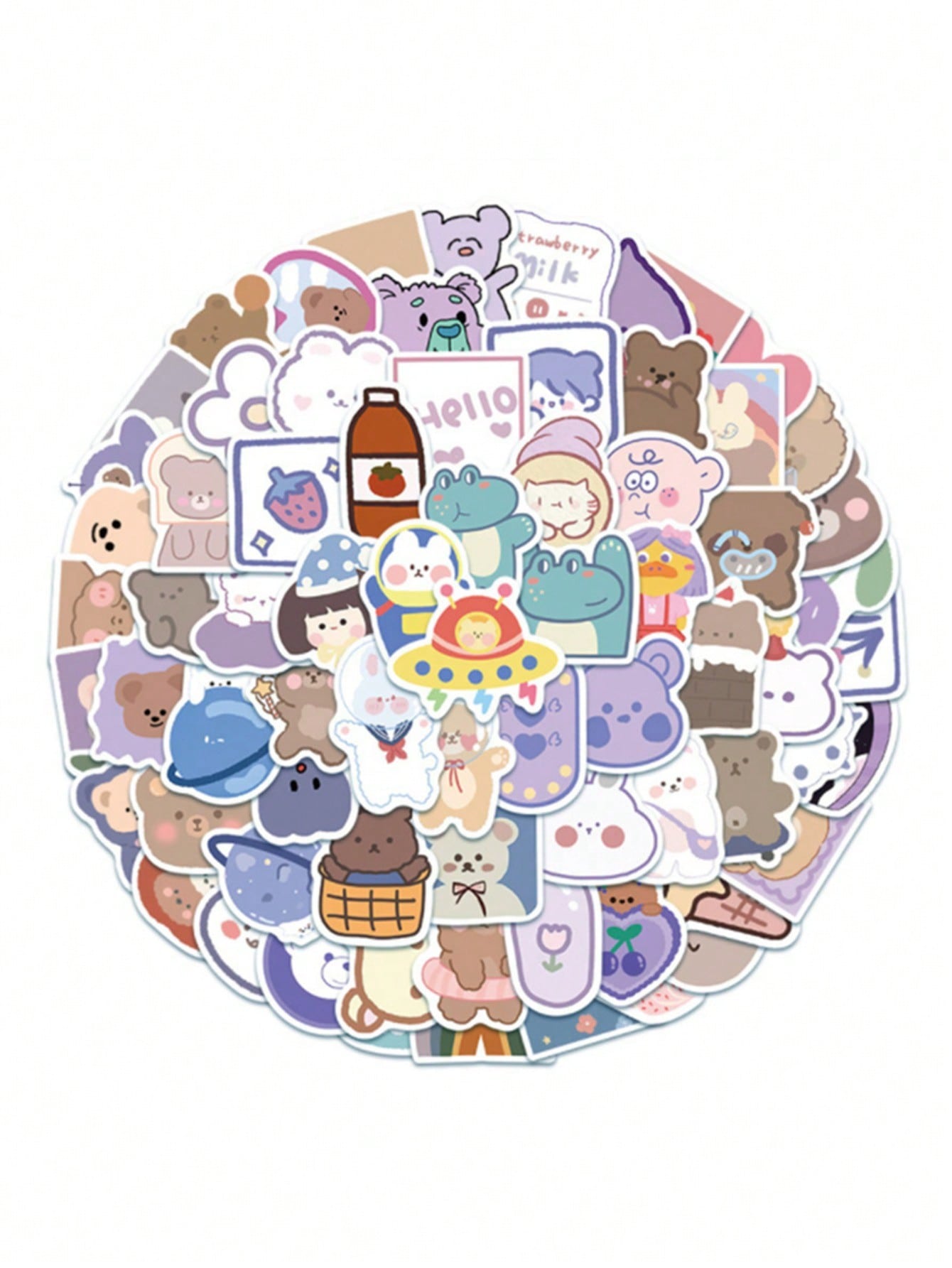 50PCS Art Illustration Popular Creative Fashion Cartoon Cute Bear Decorative Style Graffiti Stickers Personality Fashion Creative DIY Exquisite Decorative Decals For Cups, Helmets, Skateboards Popular Stickers Toys