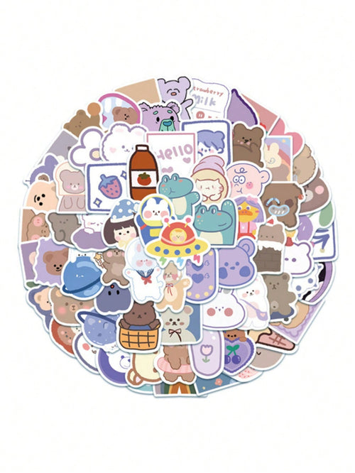 50PCS Art Illustration Popular Creative Fashion Cartoon Cute Bear Decorative Style Graffiti Stickers Personality Fashion Creative DIY Exquisite Decorative Decals For Cups, Helmets, Skateboards Popular Stickers Toys