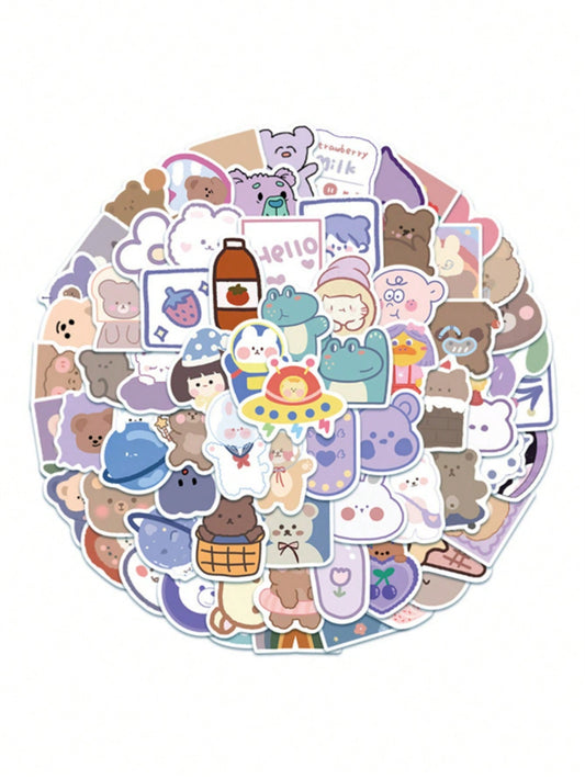 50PCS Art Illustration Popular Creative Fashion Cartoon Cute Bear Decorative Style Graffiti Stickers Personality Fashion Creative DIY Exquisite Decorative Decals For Cups, Helmets, Skateboards Popular Stickers Toys