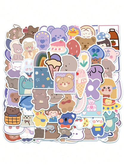 50PCS Art Illustration Popular Creative Fashion Cartoon Cute Bear Decorative Style Graffiti Stickers Personality Fashion Creative DIY Exquisite Decorative Decals For Cups, Helmets, Skateboards Popular Stickers Toys