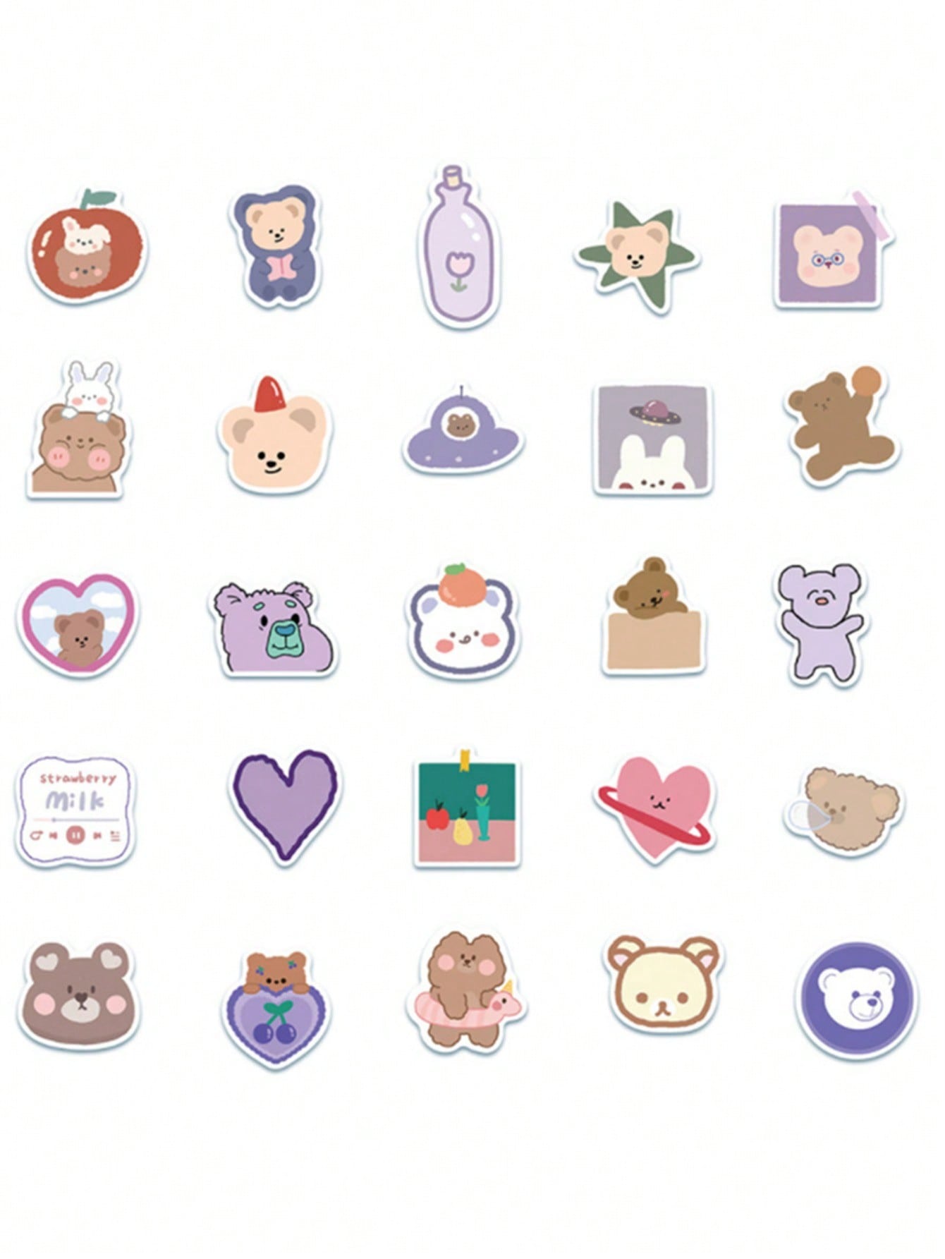 50PCS Art Illustration Popular Creative Fashion Cartoon Cute Bear Decorative Style Graffiti Stickers Personality Fashion Creative DIY Exquisite Decorative Decals For Cups, Helmets, Skateboards Popular Stickers Toys