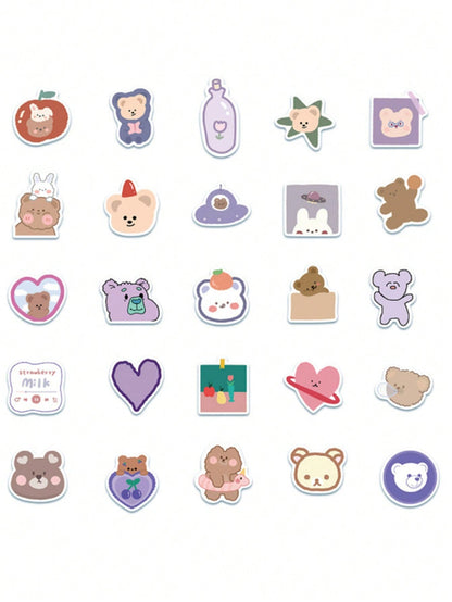 50PCS Art Illustration Popular Creative Fashion Cartoon Cute Bear Decorative Style Graffiti Stickers Personality Fashion Creative DIY Exquisite Decorative Decals For Cups, Helmets, Skateboards Popular Stickers Toys
