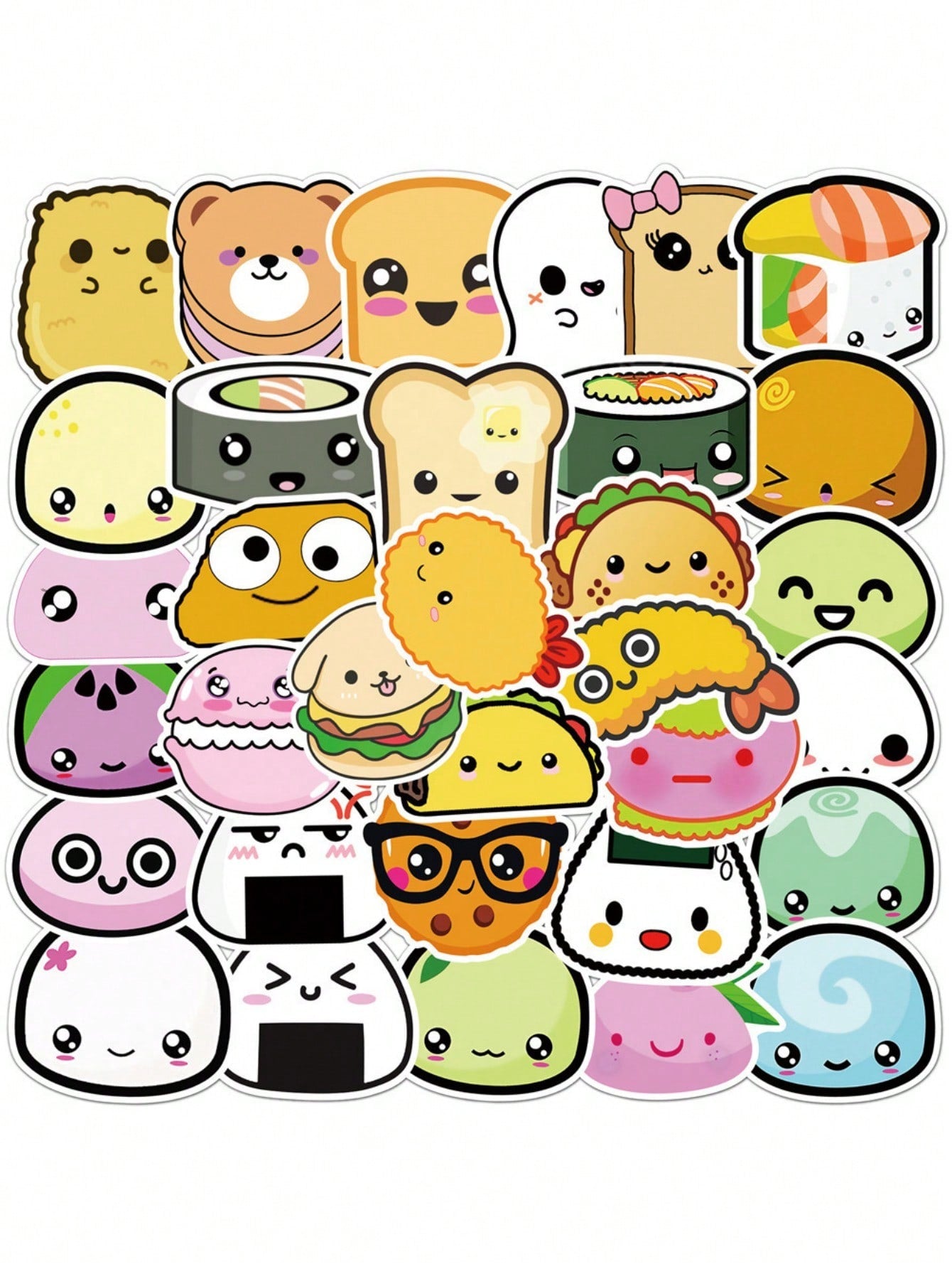 50PCS Art Illustration Popular Creative Cartoon Cute Food Sushi Decoration Style Graffiti Stickers Personality Fashion Creative DIY Exquisite Decorative Decals For Cups, Helmets, Skateboards Popular Stickers Toys