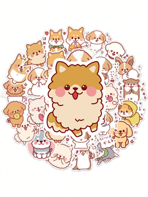 50PCS Art Illustration Popular Creative Cartoon Cute Plush Dog Decorative Style Graffiti Stickers Personality Fashion Creative Trend DIY Exquisite Decorative Decals for Cups, Helmets, Skateboards Popular Stickers Toys