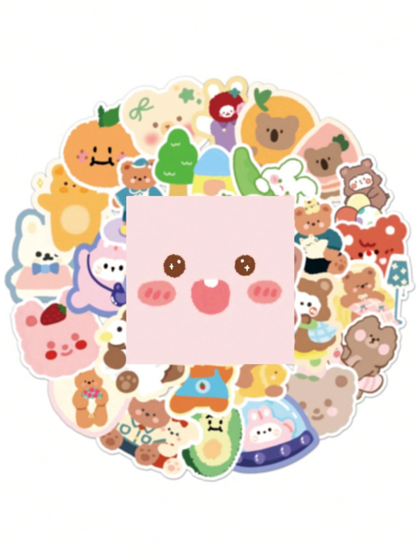 50PCS Art Illustration Popular Creative Cartoon Cute Plush Bear Decorative Style Graffiti Stickers Personality Fashion Creative DIY Exquisite Decorative Decals For Cups, Helmets, Skateboards Popular Stickers Toys