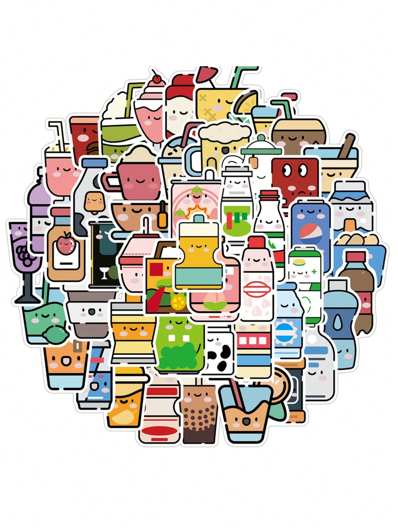 50PCS Art Illustration Popular Creative Cartoon Cute Water Cup Decoration Style Graffiti Stickers Personality Fashion Creative Trend DIY Exquisite Decorative Decals for Cups, Helmets, Skateboards Popular Stickers Toys