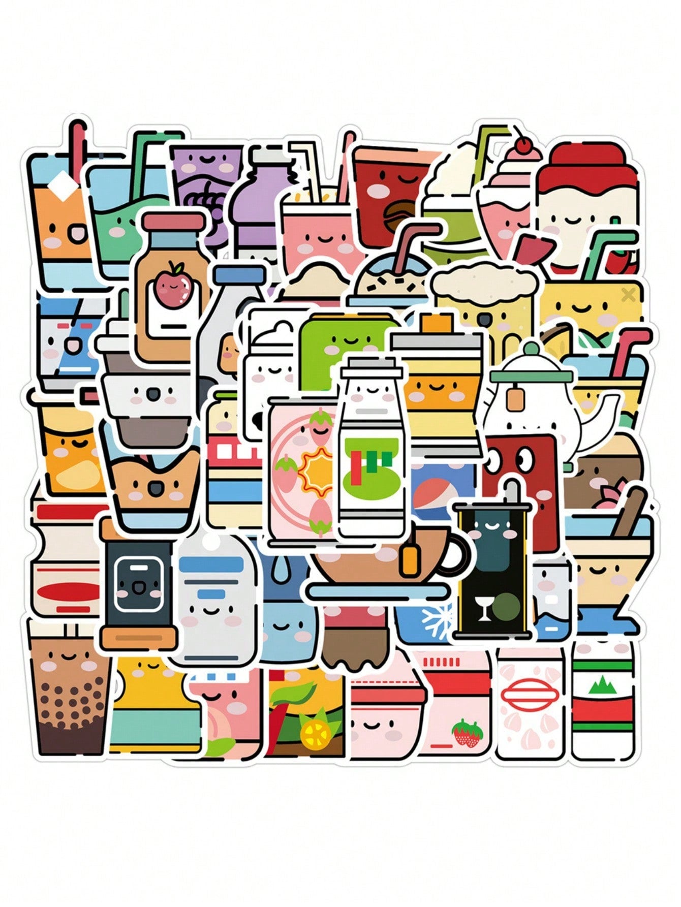 50PCS Art Illustration Popular Creative Cartoon Cute Water Cup Decoration Style Graffiti Stickers Personality Fashion Creative Trend DIY Exquisite Decorative Decals for Cups, Helmets, Skateboards Popular Stickers Toys