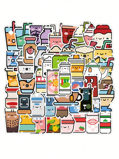 50PCS Art Illustration Popular Creative Cartoon Cute Water Cup Decoration Style Graffiti Stickers Personality Fashion Creative Trend DIY Exquisite Decorative Decals for Cups, Helmets, Skateboards Popular Stickers Toys