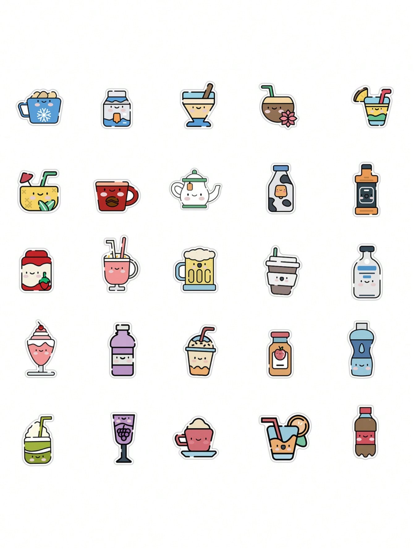 50PCS Art Illustration Popular Creative Cartoon Cute Water Cup Decoration Style Graffiti Stickers Personality Fashion Creative Trend DIY Exquisite Decorative Decals for Cups, Helmets, Skateboards Popular Stickers Toys