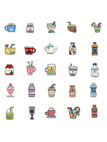 50PCS Art Illustration Popular Creative Cartoon Cute Water Cup Decoration Style Graffiti Stickers Personality Fashion Creative Trend DIY Exquisite Decorative Decals for Cups, Helmets, Skateboards Popular Stickers Toys