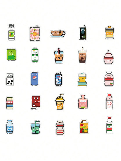 50PCS Art Illustration Popular Creative Cartoon Cute Water Cup Decoration Style Graffiti Stickers Personality Fashion Creative Trend DIY Exquisite Decorative Decals for Cups, Helmets, Skateboards Popular Stickers Toys