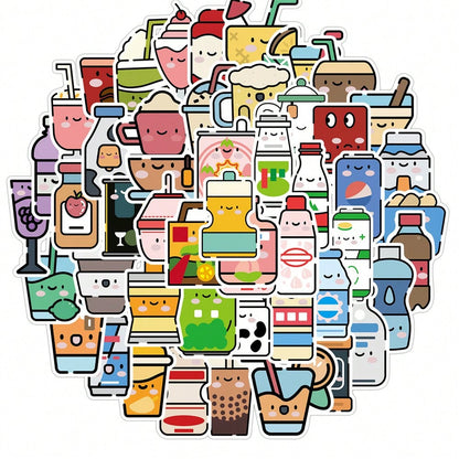 50PCS Art Illustration Popular Creative Cartoon Cute Water Cup Decoration Style Graffiti Stickers Personality Fashion Creative Trend DIY Exquisite Decorative Decals for Cups, Helmets, Skateboards Popular Stickers Toys