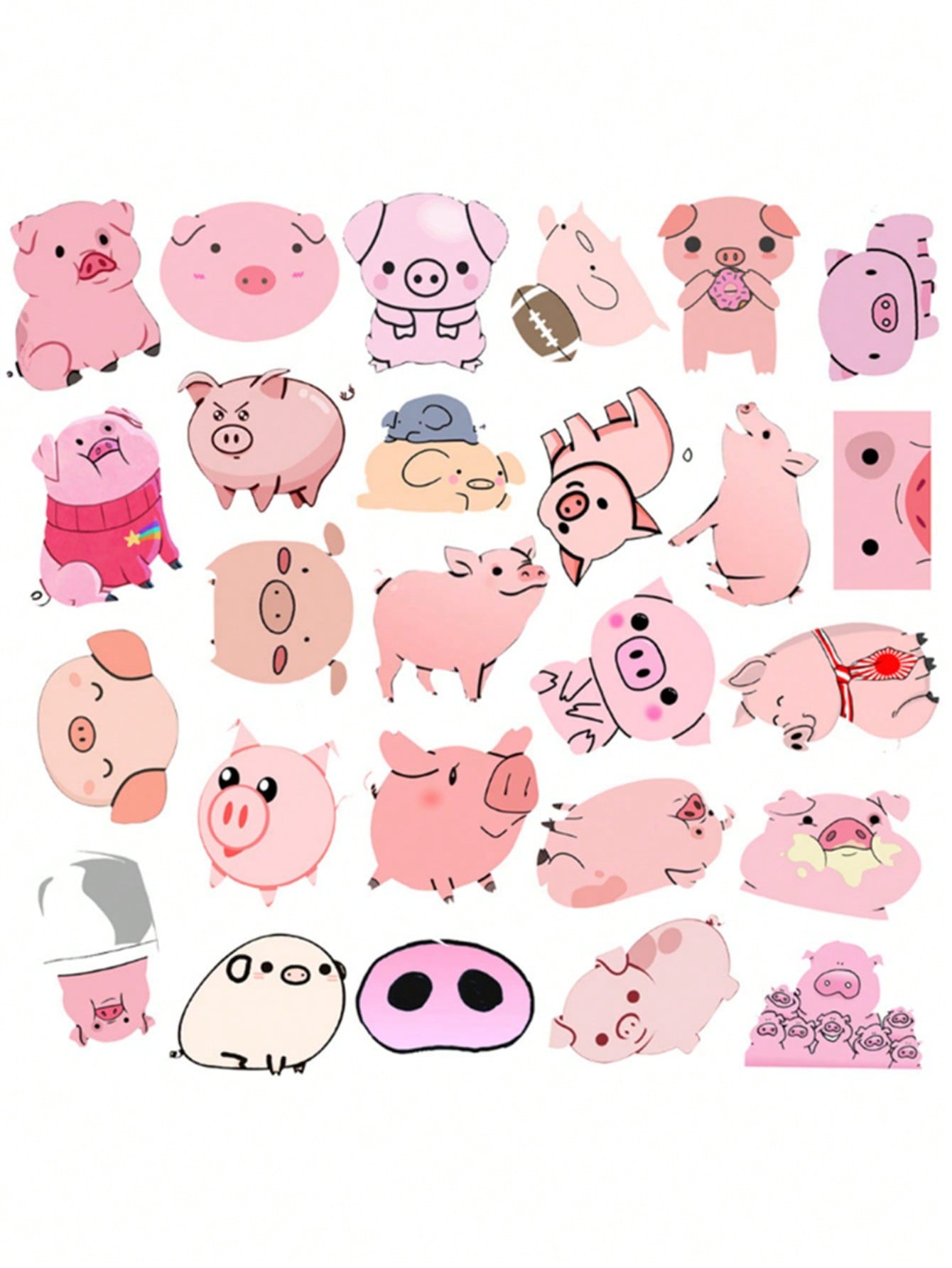 50PCS Art Illustration Popular Creative Cartoon Cute Little Pink Pig Decorative Style Graffiti Stickers Personality Fashion Creative Trend DIY Exquisite Decorative Decals for Cups, Helmets, Skateboards Popular Stickers Toys