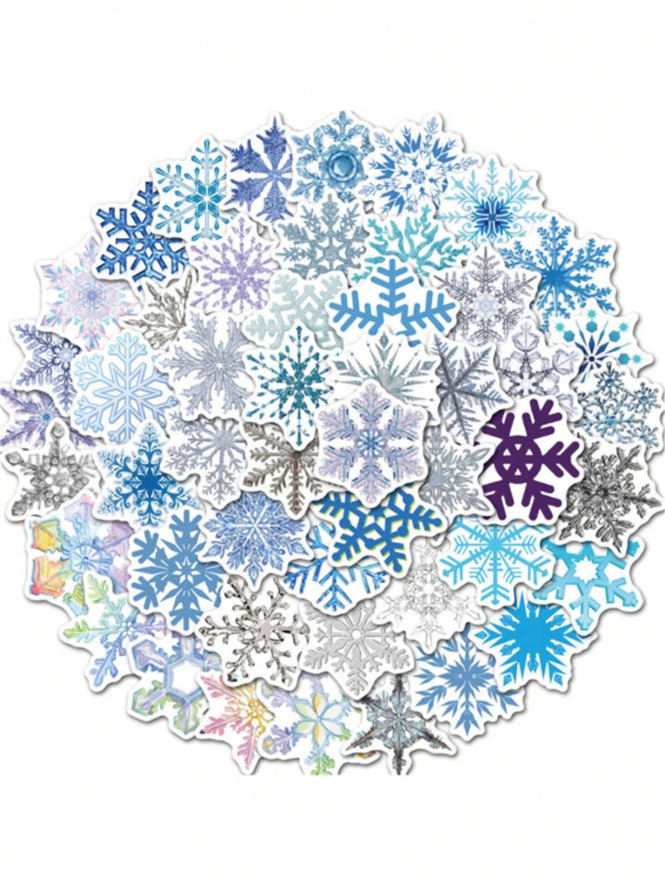 50PCS Art Illustration Popular Creative Cartoon Christmas Snowflake Decoration Style Graffiti Stickers Personality Fashion Creative Trend DIY Exquisite Decorative Decals for Cups, Helmets, Skateboards Popular Stickers Toys