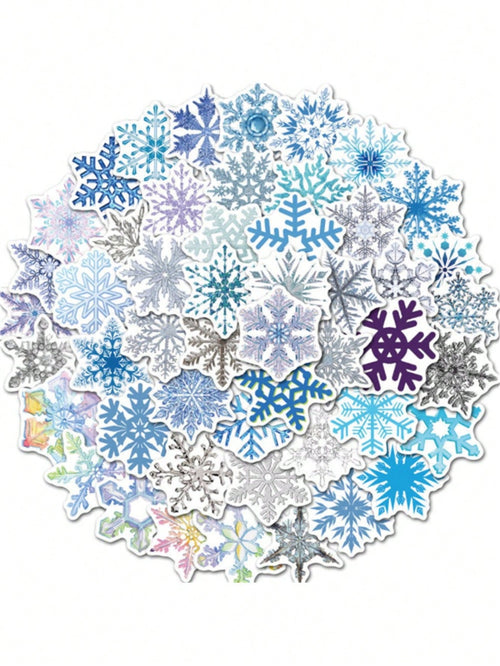 50PCS Art Illustration Popular Creative Cartoon Christmas Snowflake Decoration Style Graffiti Stickers Personality Fashion Creative Trend DIY Exquisite Decorative Decals for Cups, Helmets, Skateboards Popular Stickers Toys