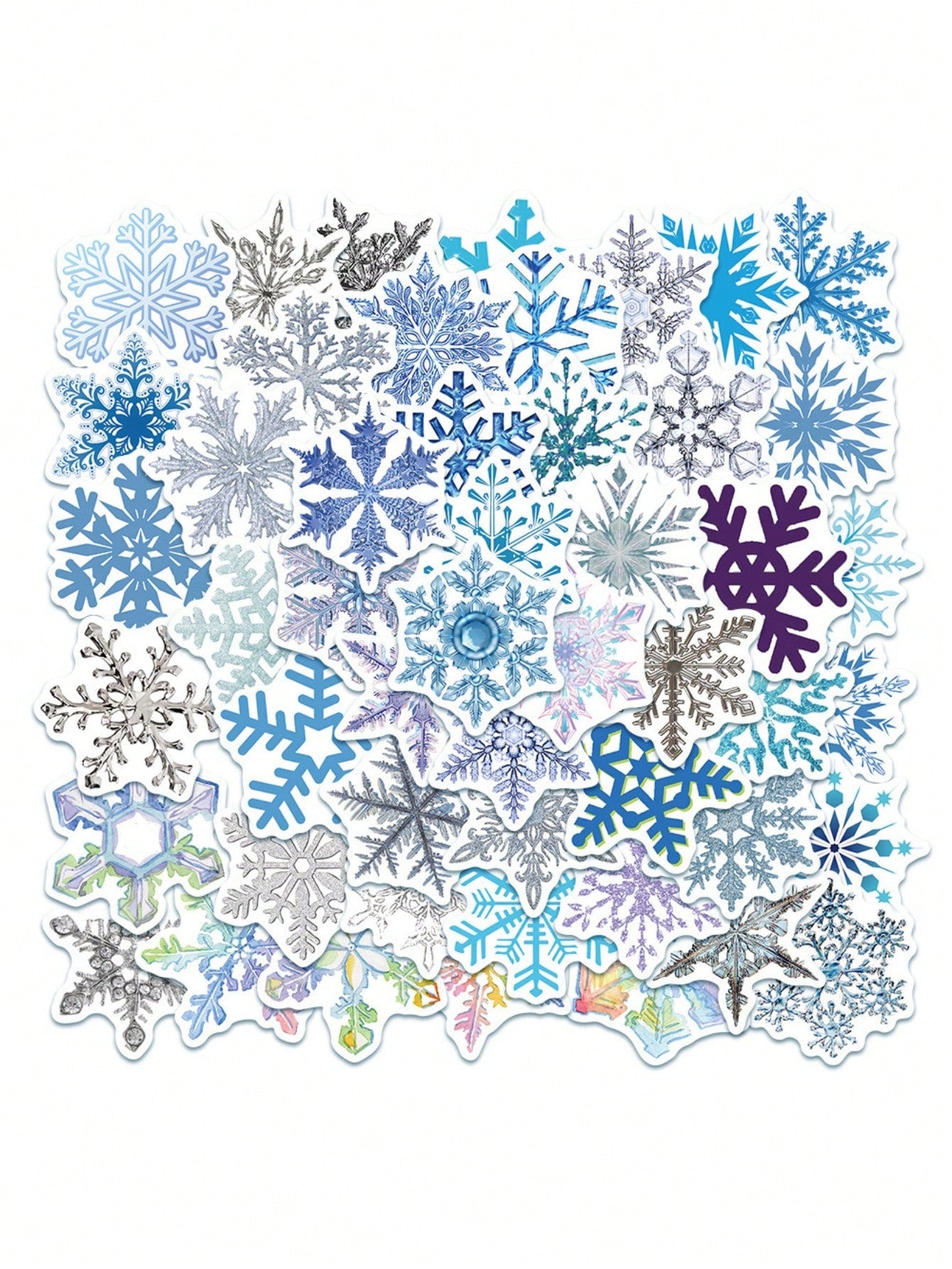 50PCS Art Illustration Popular Creative Cartoon Christmas Snowflake Decoration Style Graffiti Stickers Personality Fashion Creative Trend DIY Exquisite Decorative Decals for Cups, Helmets, Skateboards Popular Stickers Toys