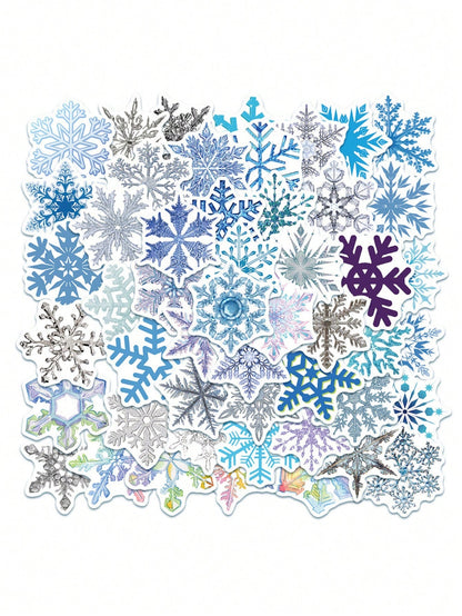 50PCS Art Illustration Popular Creative Cartoon Christmas Snowflake Decoration Style Graffiti Stickers Personality Fashion Creative Trend DIY Exquisite Decorative Decals for Cups, Helmets, Skateboards Popular Stickers Toys