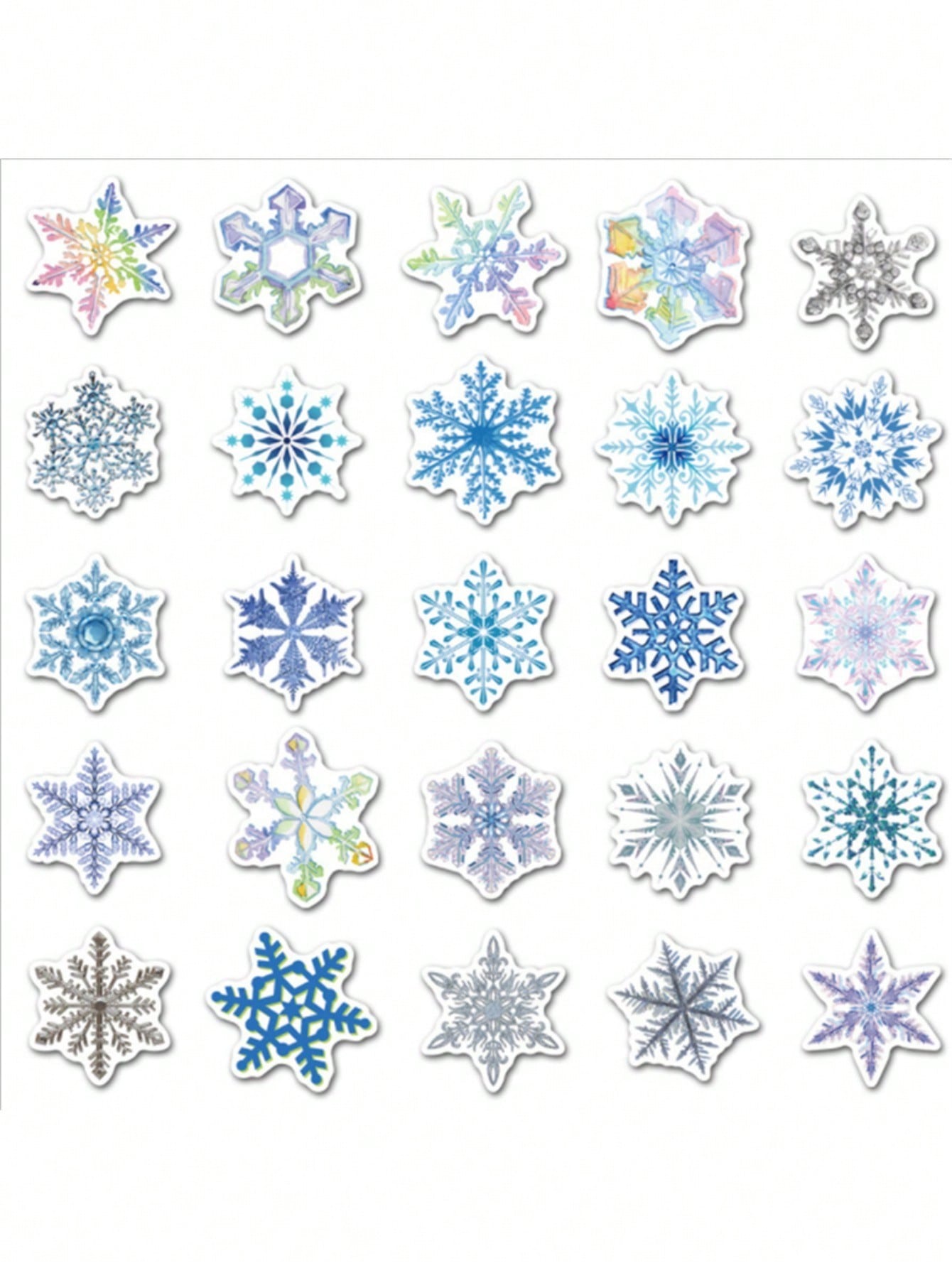 50PCS Art Illustration Popular Creative Cartoon Christmas Snowflake Decoration Style Graffiti Stickers Personality Fashion Creative Trend DIY Exquisite Decorative Decals for Cups, Helmets, Skateboards Popular Stickers Toys