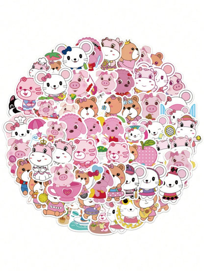 50PCS Art Illustration Popular Creative Cartoon Cute Animal Decorative Style Graffiti Stickers Personality Fashion Creative Trend DIY Exquisite Decorative Decals for Cups, Helmets, Skateboards Popular Stickers Toys