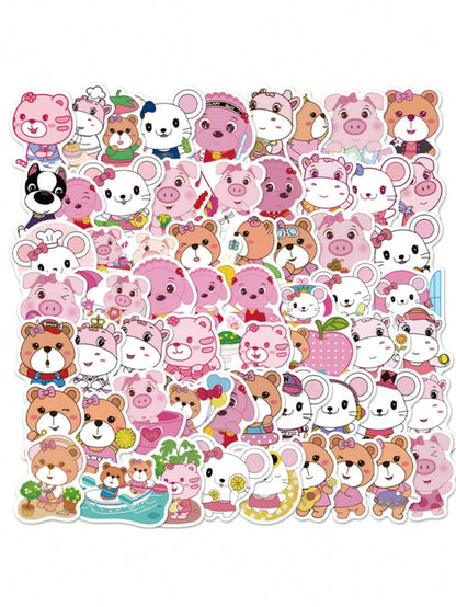 50PCS Art Illustration Popular Creative Cartoon Cute Animal Decorative Style Graffiti Stickers Personality Fashion Creative Trend DIY Exquisite Decorative Decals for Cups, Helmets, Skateboards Popular Stickers Toys