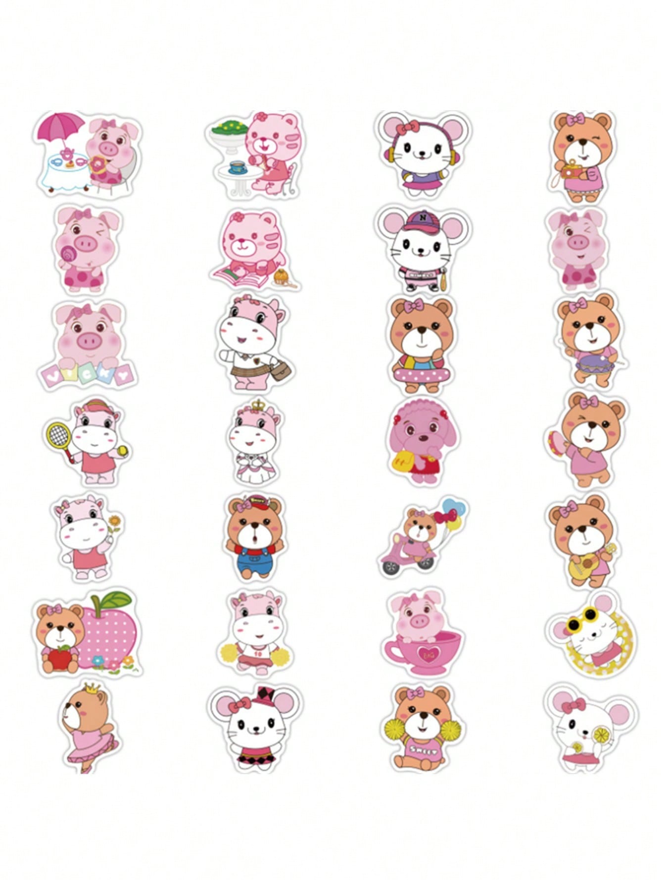 50PCS Art Illustration Popular Creative Cartoon Cute Animal Decorative Style Graffiti Stickers Personality Fashion Creative Trend DIY Exquisite Decorative Decals for Cups, Helmets, Skateboards Popular Stickers Toys
