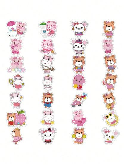 50PCS Art Illustration Popular Creative Cartoon Cute Animal Decorative Style Graffiti Stickers Personality Fashion Creative Trend DIY Exquisite Decorative Decals for Cups, Helmets, Skateboards Popular Stickers Toys
