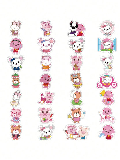 50PCS Art Illustration Popular Creative Cartoon Cute Animal Decorative Style Graffiti Stickers Personality Fashion Creative Trend DIY Exquisite Decorative Decals for Cups, Helmets, Skateboards Popular Stickers Toys
