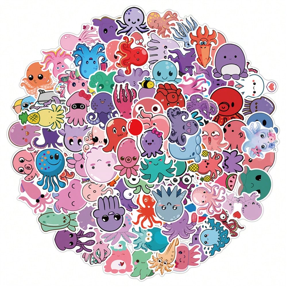 100PCS Art Illustration Popular Creative Cartoon Cute Cats and Dogs Animals Decorative Style Graffiti Stickers Personality Fashion Creative Trend DIY Exquisite Decorative Decals for Cups, Helmets, Skateboards Popular Stickers Toys
