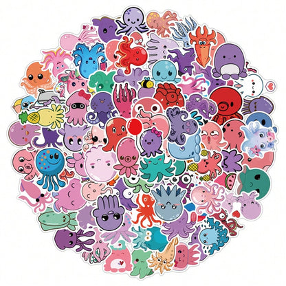 100PCS Art Illustration Popular Creative Cartoon Cute Cats and Dogs Animals Decorative Style Graffiti Stickers Personality Fashion Creative Trend DIY Exquisite Decorative Decals for Cups, Helmets, Skateboards Popular Stickers Toys