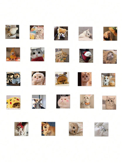 50PCS Art Illustration Popular Creative Cartoon Cute Cats and Dogs Animals Decorative Style Graffiti Stickers Personality Fashion Creative Trend DIY Exquisite Decorative Decals for Cups, Helmets, Skateboards Popular Stickers Toys