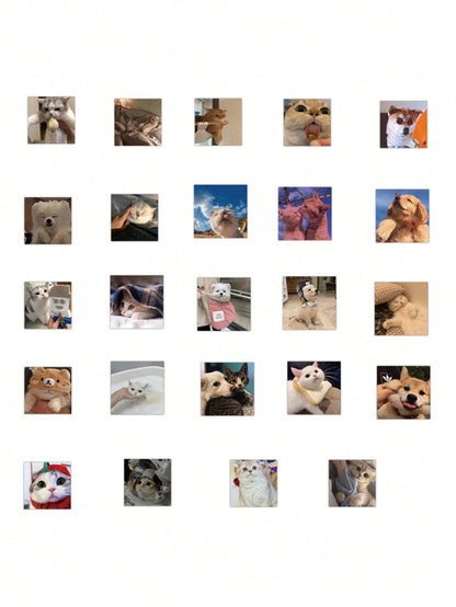 50PCS Art Illustration Popular Creative Cartoon Cute Cats and Dogs Animals Decorative Style Graffiti Stickers Personality Fashion Creative Trend DIY Exquisite Decorative Decals for Cups, Helmets, Skateboards Popular Stickers Toys