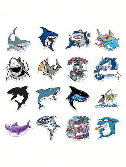 50PCS Art Illustration Popular Creative Cartoon Horror Shark Decorative Style Graffiti Stickers Personality Fashion Creative Trend DIY Exquisite Decorative Decals for Cups, Helmets, Skateboards Popular Stickers Toys