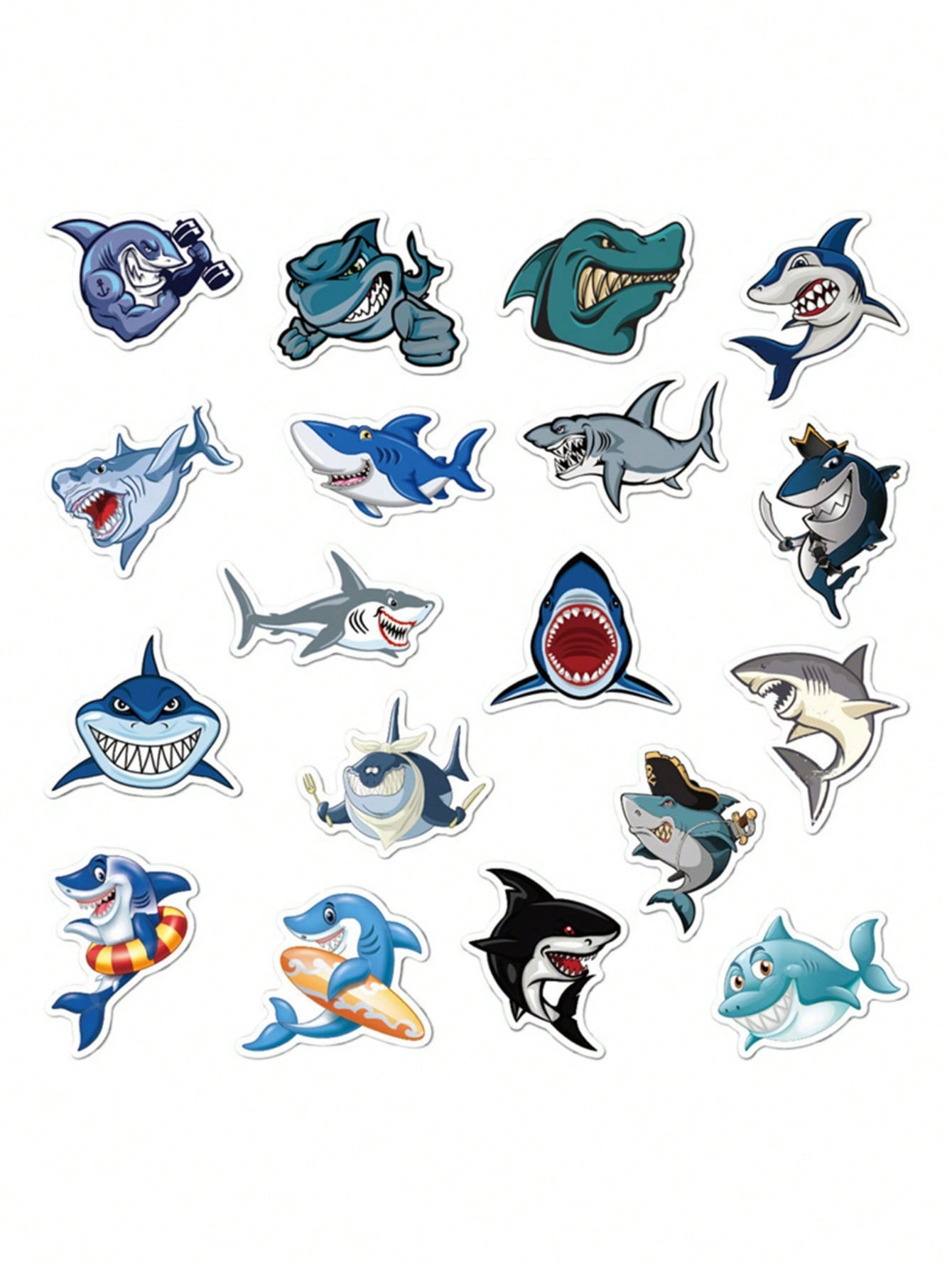 50PCS Art Illustration Popular Creative Cartoon Horror Shark Decorative Style Graffiti Stickers Personality Fashion Creative Trend DIY Exquisite Decorative Decals for Cups, Helmets, Skateboards Popular Stickers Toys