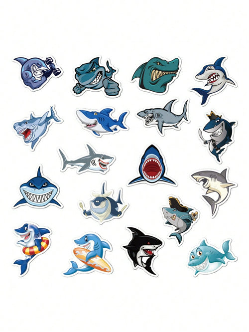 50PCS Art Illustration Popular Creative Cartoon Horror Shark Decorative Style Graffiti Stickers Personality Fashion Creative Trend DIY Exquisite Decorative Decals for Cups, Helmets, Skateboards Popular Stickers Toys