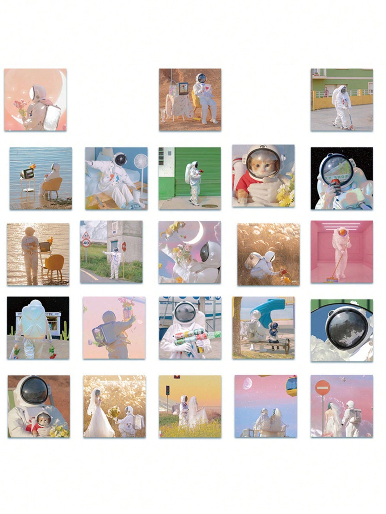 50PCS Art Illustration Popular Creative Cartoon Earth Astronaut Decorative Style Graffiti Stickers Personality Fashion Creative DIY Exquisite Decorative Decals For Cups, Helmets, Skateboards Popular Stickers Toys
