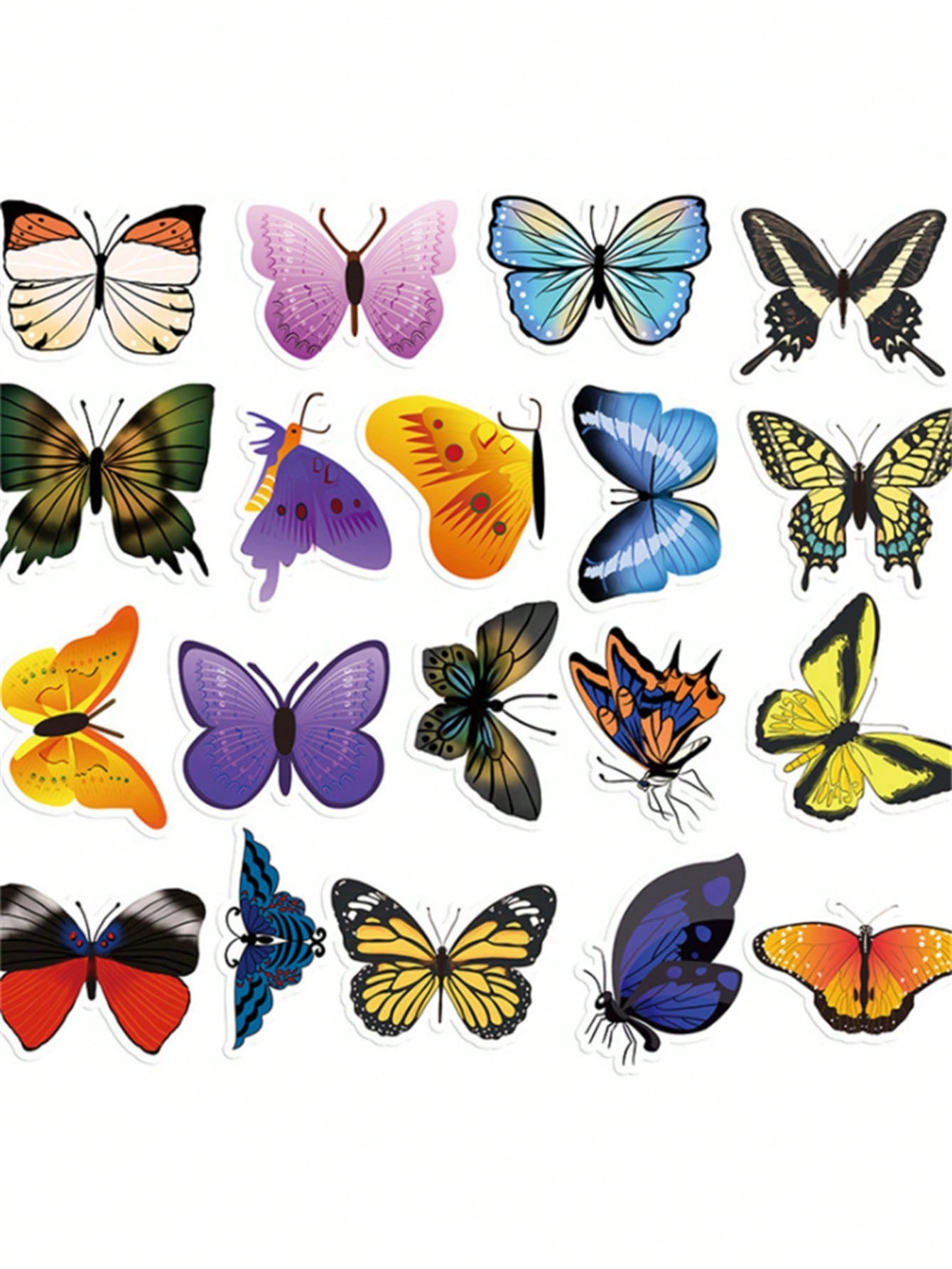 50PCS Art Illustration Popular Creative Cartoon Cool Colour Butterfly Decorative Style Graffiti Stickers Personality Fashion Creative Trend DIY Exquisite Decorative Decals for Cups, Helmets, Skateboards Popular Stickers Toys