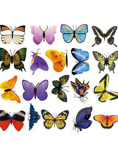 50PCS Art Illustration Popular Creative Cartoon Cool Colour Butterfly Decorative Style Graffiti Stickers Personality Fashion Creative Trend DIY Exquisite Decorative Decals for Cups, Helmets, Skateboards Popular Stickers Toys