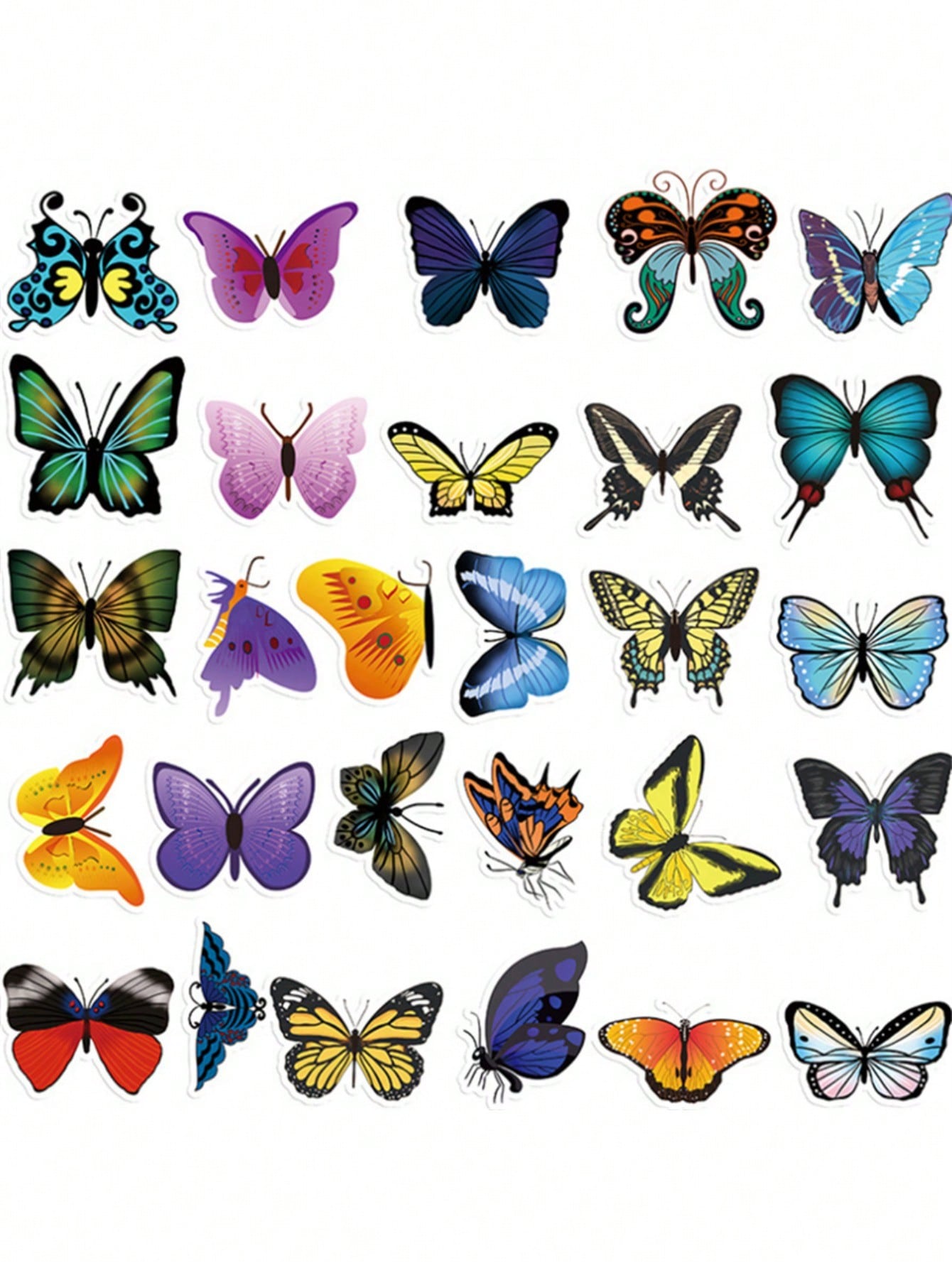 50PCS Art Illustration Popular Creative Cartoon Cool Colour Butterfly Decorative Style Graffiti Stickers Personality Fashion Creative Trend DIY Exquisite Decorative Decals for Cups, Helmets, Skateboards Popular Stickers Toys