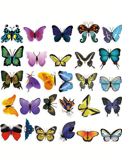50PCS Art Illustration Popular Creative Cartoon Cool Colour Butterfly Decorative Style Graffiti Stickers Personality Fashion Creative Trend DIY Exquisite Decorative Decals for Cups, Helmets, Skateboards Popular Stickers Toys